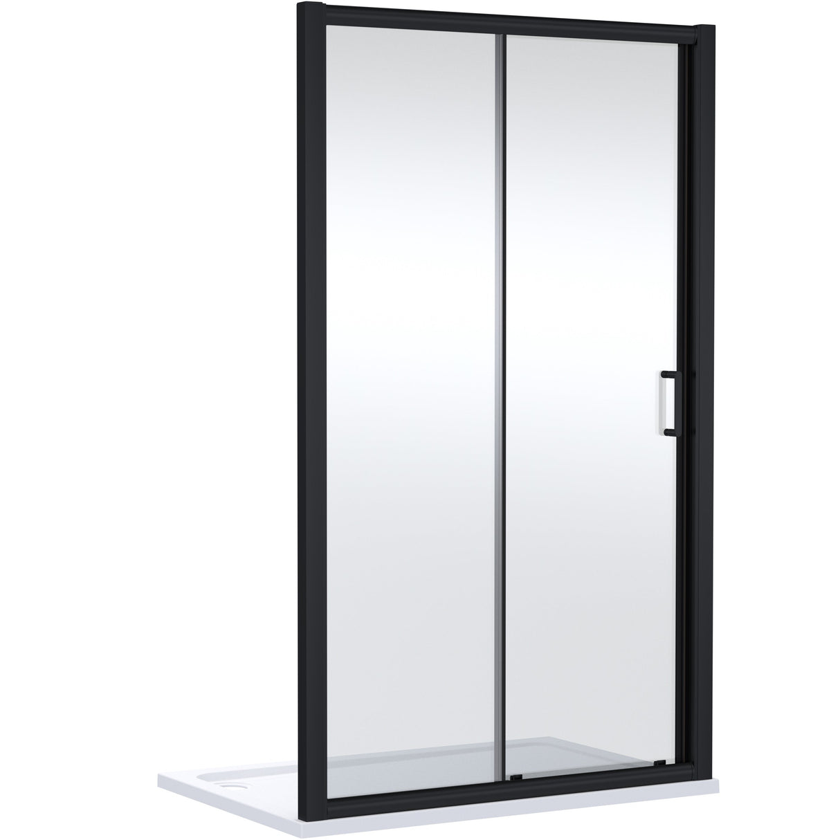 Nuie Lucie Sliding Shower Door Matt Black, 8mm Glass AQSL14NBP-E8