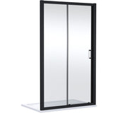 Nuie Lucie Sliding Shower Door Matt Black, 8mm Glass AQSL14NBP-E8