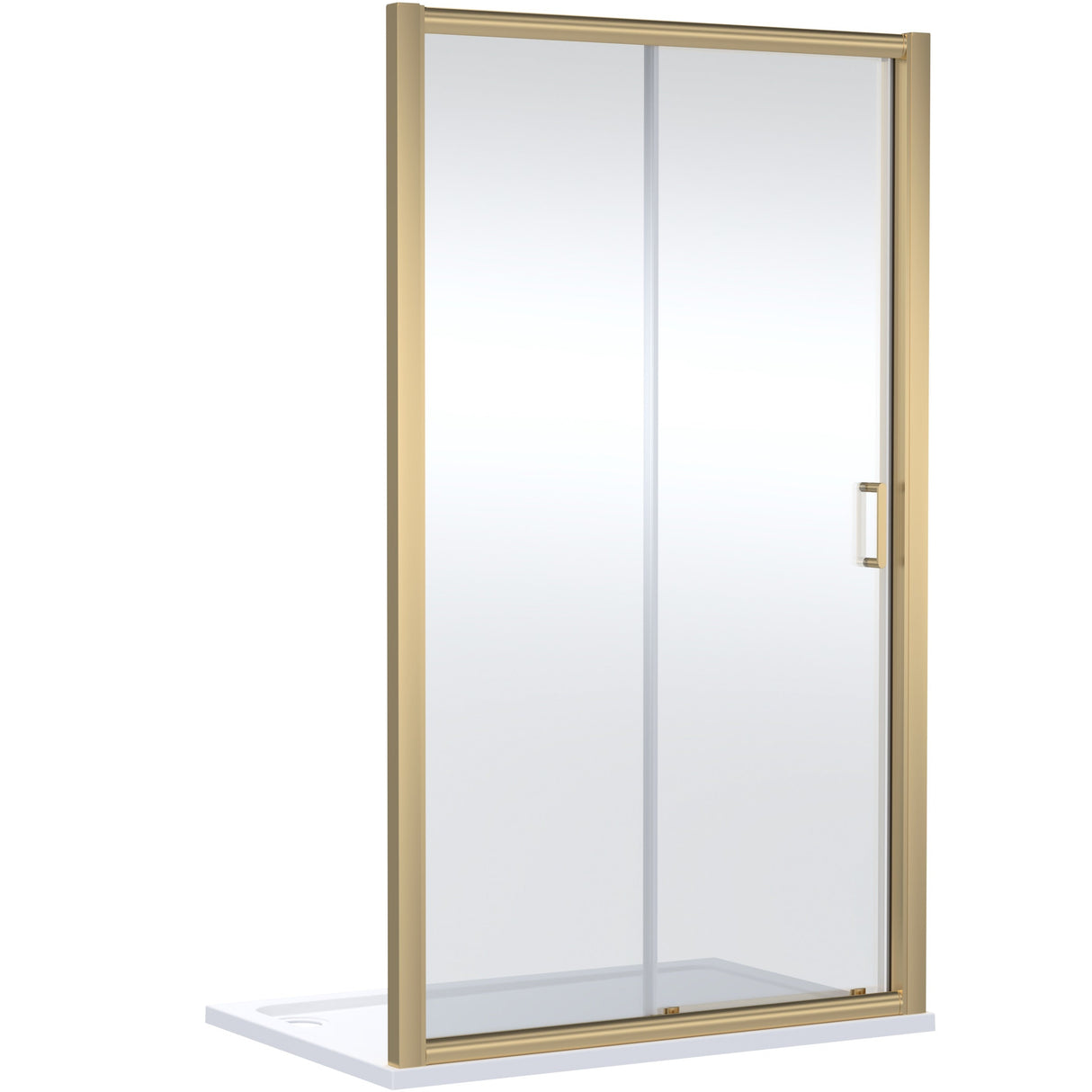 Nuie Lucie Sliding Shower Door Brushed Brass, 8mm Glass AQSL17NBB-E8