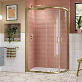 Nuie Lucie Offset Quadrant Shower Enclosure, Brushed Brass, 8mm Glass, 1200 x 800mm AQU128NBB-E8 LS1