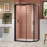 Nuie Lucie Offset Quadrant Shower Enclosure, Matt Black, 8mm Glass, 1200 x 800mm AQU128NBP-E8 LS1