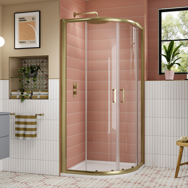 Nuie Lucie Quadrant Shower Enclosure, Brushed Brass, 8mm Glass AQU9NBB-E8 LS1