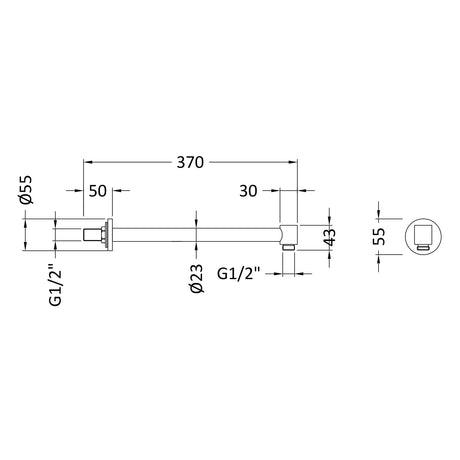 Nuie Contemporary Wall Mounted Shower Arm 320mm Chrome ARM03 LD