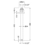 Nuie Round Ceiling Shower Arm 300mm Chrome ARM16 LD