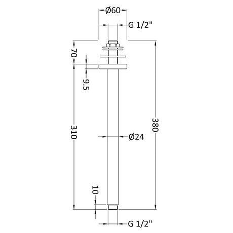 Nuie Round Ceiling Shower Arm 300mm Chrome ARM16 LD