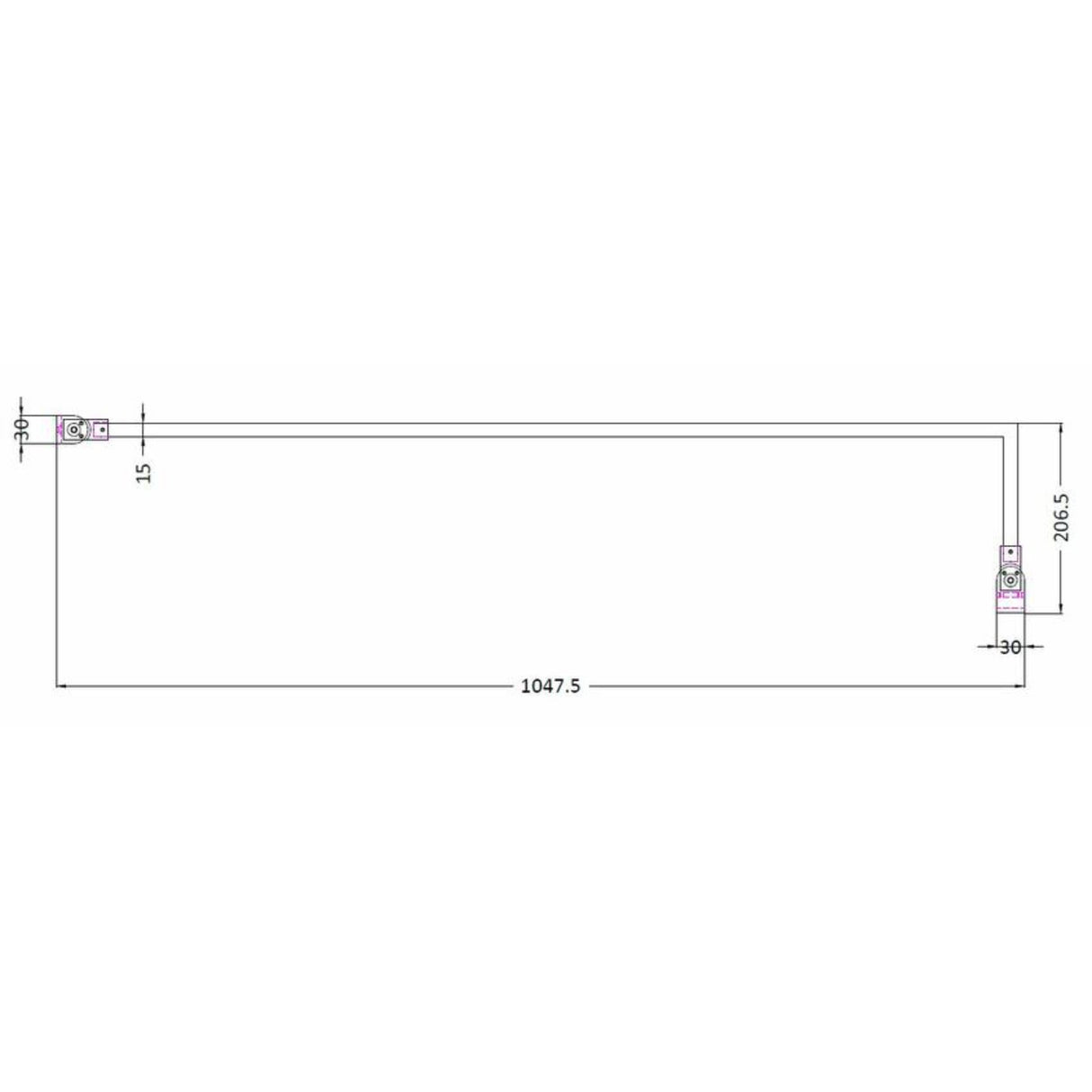 Nuie Wetroom Screen Universal Stabilising Bar Chrome ARM22 LD