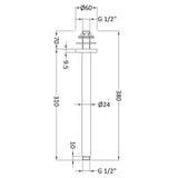Nuie Round Ceiling Shower Arm 300mm Matt Black ARM416 LD