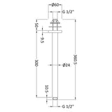 Nuie Round Ceiling Shower Arm 300mm Brushed Pewter ARM716 LD