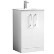 Nuie Arno 500mm Floor Standing 2 Door Vanity Unit & Basin Gloss White ARN101G