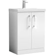 Nuie Arno 600mm Floor Standing 2 Door Vanity Unit & Basin Gloss White ARN103A