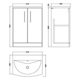Nuie Arno 600mm Floor Standing 2 Door Vanity Unit & Basin Gloss White ARN103G LD