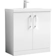 Nuie Arno 800mm Floor Standing 2 Door Vanity Unit & Basin Gloss White ARN105A
