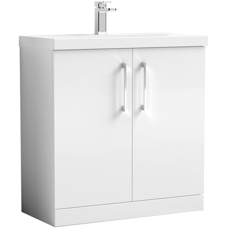 Nuie Arno 800mm Floor Standing 2 Door Vanity Unit & Basin Gloss White ARN105D