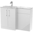 Nuie Arno Toilet & Basin Suite W1100mm - 2 Door Vanity Unit & Marble Stone Basin Gloss White ARN113L