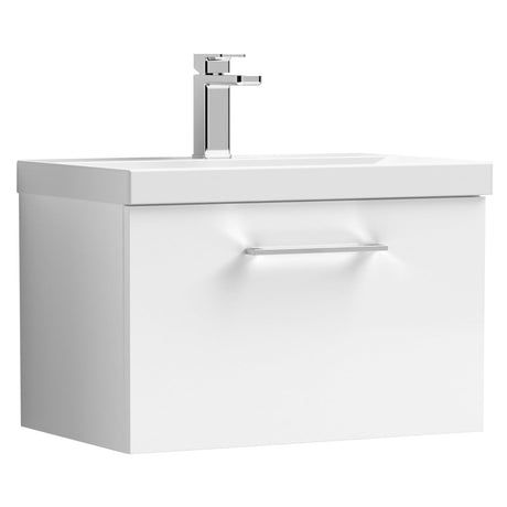 Nuie Arno 600mm Wall Hung 1 Drawer Vanity Unit & Basin Gloss White ARN122A
