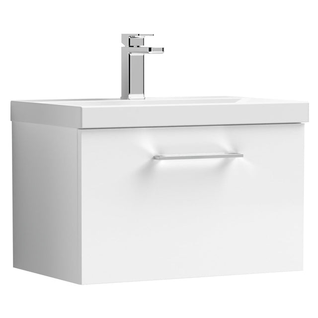Nuie Arno 600mm Wall Hung 1 Drawer Vanity Unit & Basin Gloss White ARN122A