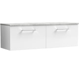 Nuie Arno 1200mm Wall Hung 2 Drawer Countertop Vanity Unit Gloss White ARN122LBG2