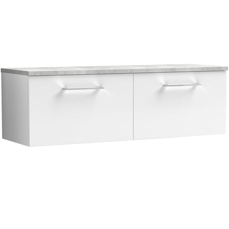 Nuie Arno 1200mm Wall Hung 2 Drawer Countertop Vanity Unit Gloss White ARN122LBG2