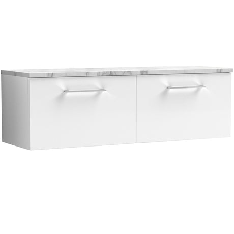 Nuie Arno 1200mm Wall Hung 2 Drawer Countertop Vanity Unit Gloss White ARN122LCM2