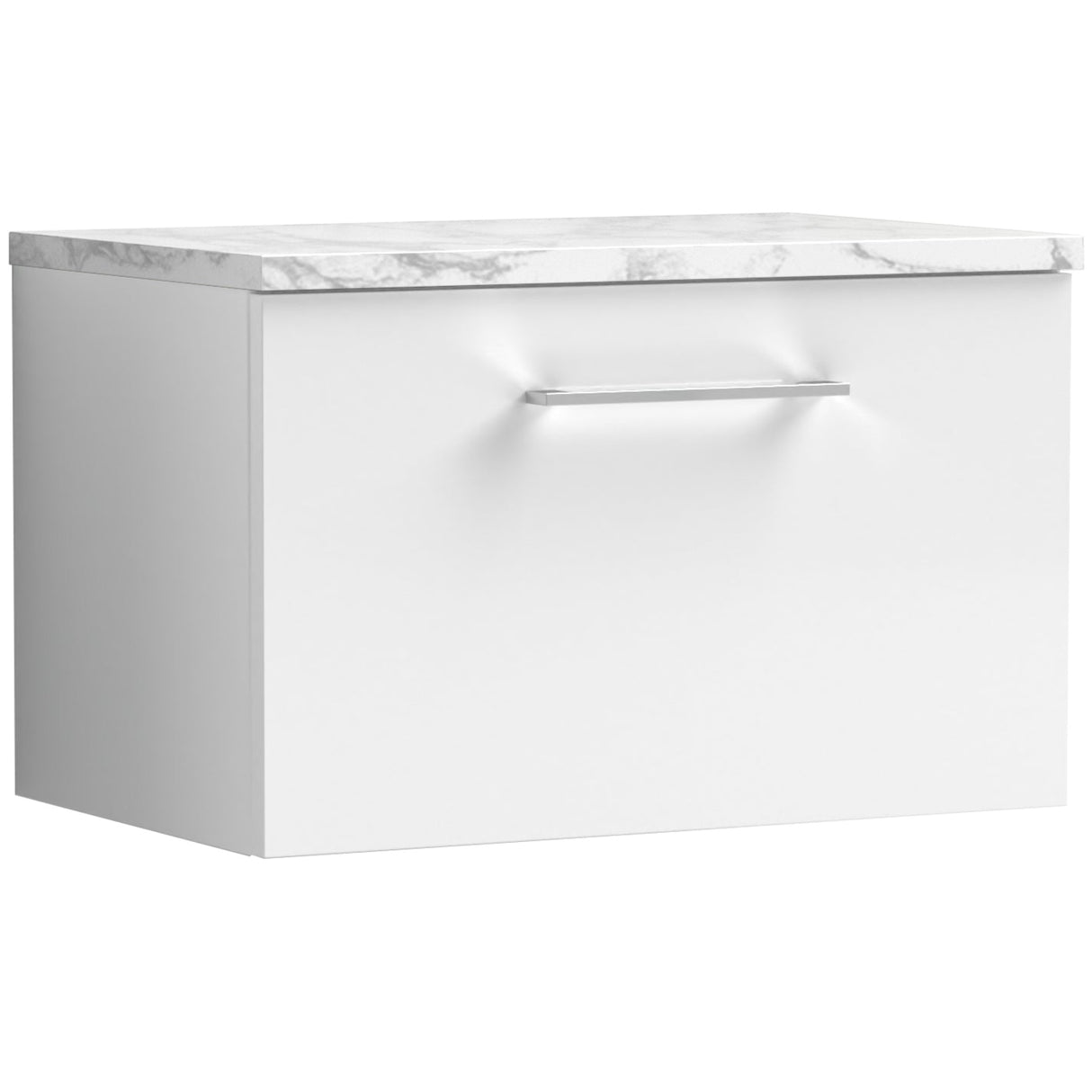 Nuie Arno 600mm Wall Hung 1 Drawer Countertop Vanity Unit Gloss White ARN122LCM