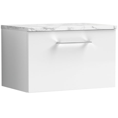 Nuie Arno 600mm Wall Hung 1 Drawer Countertop Vanity Unit Gloss White ARN122LCM