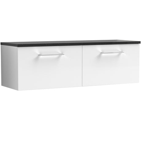 Nuie Arno 1200mm Wall Hung 2 Drawer Countertop Vanity Unit Gloss White ARN122LSB2