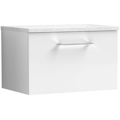 Nuie Arno 600mm Wall Hung 1 Drawer Countertop Vanity Unit Gloss White ARN122LSW