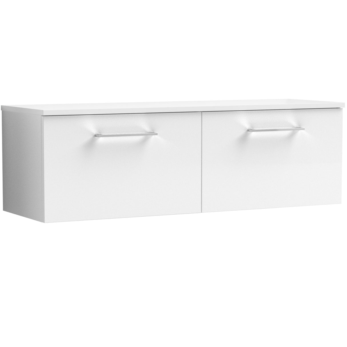 Nuie Arno 1200mm Wall Hung 2 Drawer Countertop Vanity Unit Gloss White ARN122W2