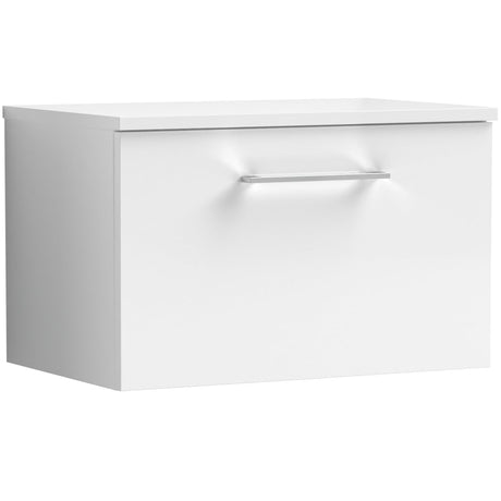 Nuie Arno 600mm Wall Hung 1 Drawer Countertop Vanity Unit Gloss White ARN122W