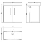 Nuie Arno 600mm Wall Hung 2 Door Vanity Unit & Basin Gloss White ARN123D LD