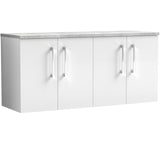 Nuie Arno 1200mm Wall Hung 4 Door Countertop Vanity Unit Gloss White ARN123LBG2