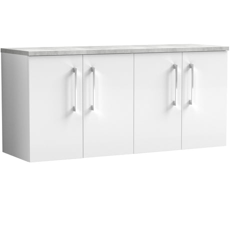 Nuie Arno 1200mm Wall Hung 4 Door Countertop Vanity Unit Gloss White ARN123LBG2