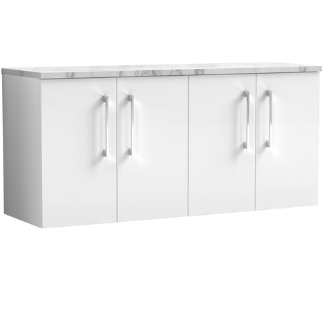 Nuie Arno 1200mm Wall Hung 4 Door Countertop Vanity Unit Gloss White ARN123LCM2