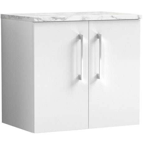 Nuie Arno 600mm Wall Hung 2 Door Countertop Vanity Unit Gloss White ARN123LCM