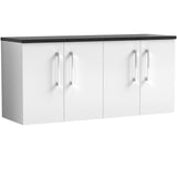 Nuie Arno 1200mm Wall Hung 4 Door Countertop Vanity Unit Gloss White ARN123LSB2