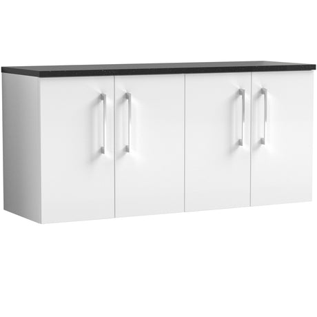 Nuie Arno 1200mm Wall Hung 4 Door Countertop Vanity Unit Gloss White ARN123LSB2