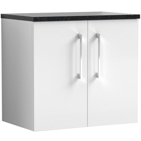 Nuie Arno 600mm Wall Hung 2 Door Countertop Vanity Unit Gloss White ARN123LSB