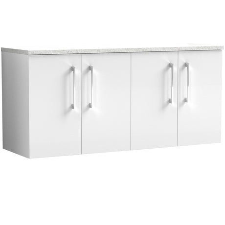 Nuie Arno 1200mm Wall Hung 4 Door Countertop Vanity Unit Gloss White ARN123LSW2