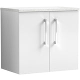 Nuie Arno 600mm Wall Hung 2 Door Countertop Vanity Unit Gloss White ARN123LSW