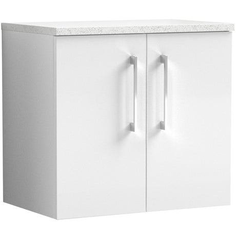 Nuie Arno 600mm Wall Hung 2 Door Countertop Vanity Unit Gloss White ARN123LSW