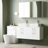 Nuie Arno 1200mm Wall Hung 4 Door Countertop Vanity Unit Gloss White ARN123W2 LS