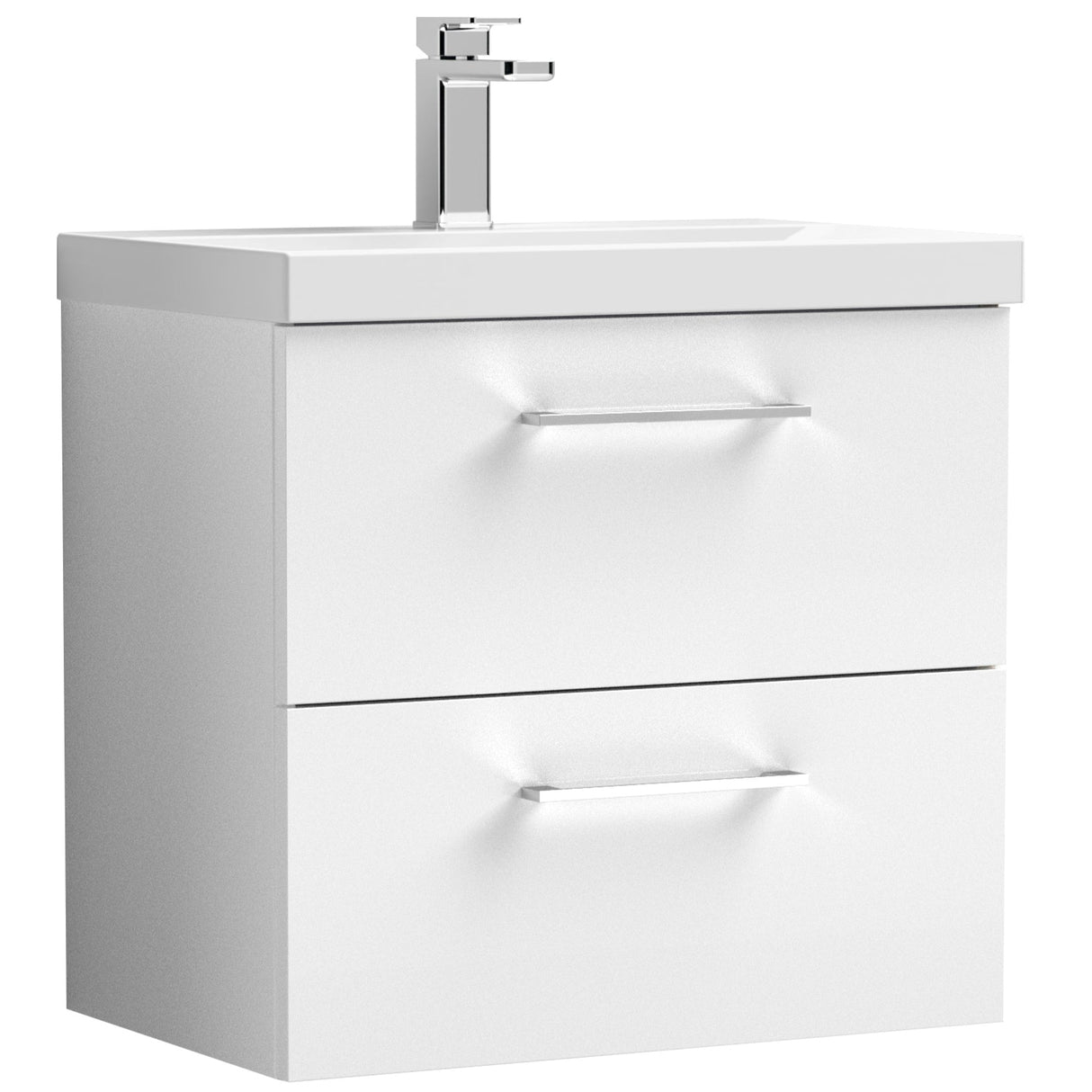 Nuie Arno 600mm Wall Hung 2 Drawer Vanity Unit & Basin Gloss White ARN124D