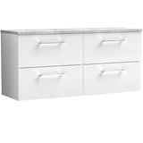 Nuie Arno 1200mm Wall Hung 4 Drawer Countertop Vanity Unit Gloss White ARN124LBG2