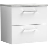Nuie Arno 600mm Wall Hung 2 Drawer Countertop Vanity Unit Gloss White ARN124LBG
