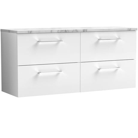Nuie Arno 1200mm Wall Hung 4 Drawer Countertop Vanity Unit Gloss White ARN124LCM2