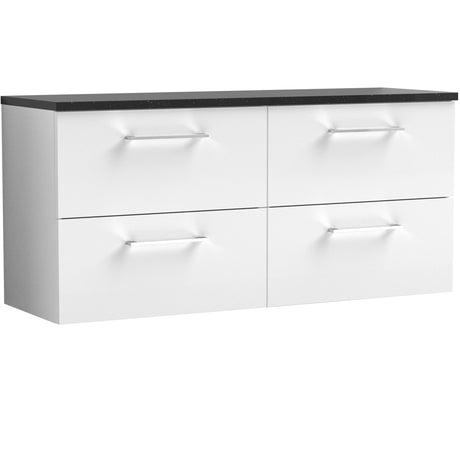 Nuie Arno 1200mm Wall Hung 4 Drawer Countertop Vanity Unit Gloss White ARN124LSB2