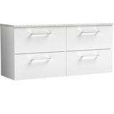 Nuie Arno 1200mm Wall Hung 4 Drawer Countertop Vanity Unit Gloss White ARN124LSW2