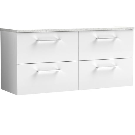Nuie Arno 1200mm Wall Hung 4 Drawer Countertop Vanity Unit Gloss White ARN124LSW2
