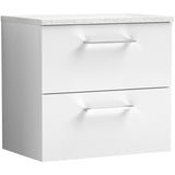 Nuie Arno 600mm Wall Hung 2 Drawer Countertop Vanity Unit Gloss White ARN124LSW