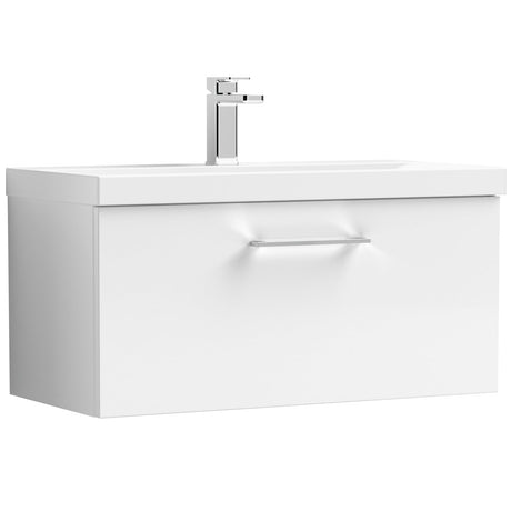 Nuie Arno 800mm Wall Hung 1 Drawer Vanity Unit & Basin Gloss White ARN125A